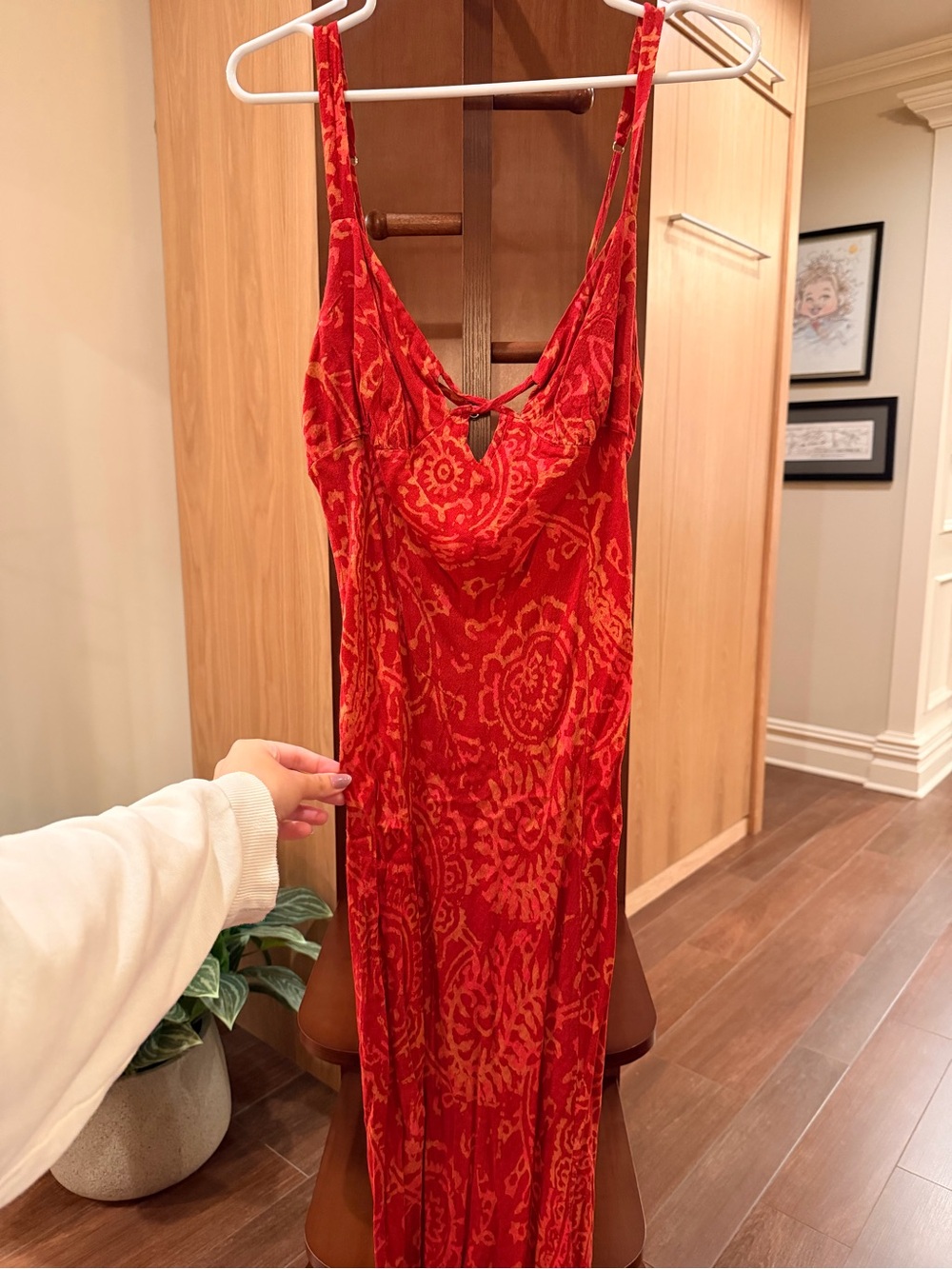 Free People Red and Orange Floral Maxi Dress